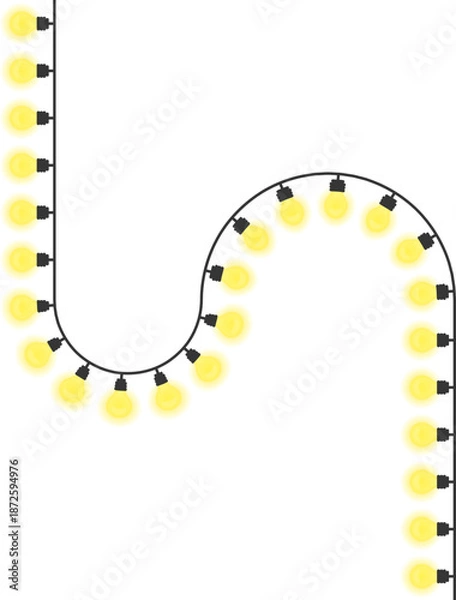 Fototapeta Square wave light bulb path featuring angular oscillation with illuminated bulbs.