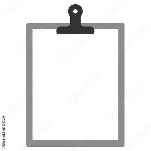 Obraz レトロなクリップボードのフレームイラスト　モノクロ、ホワイトペーパー　Web