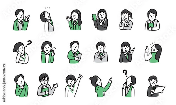 Obraz 笑顔やポーズのアバターアイコンセット　中学生・高校生