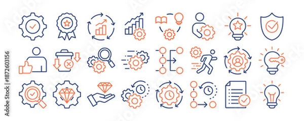 Obraz Operational Excellence icon collection set. Containing design Efficiency, Performance, Continuous Improve, Process Optimization, Lean Management	