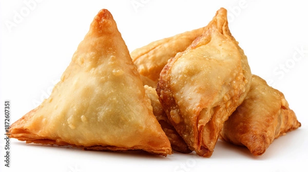 Obraz Samosas on a white background ready for serving