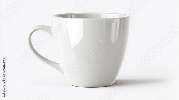Obraz White ceramic cup on a plain background with no beverage inside
