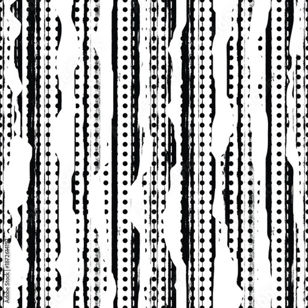 Obraz Seamless pattern, rough vector background, grunge texture, black and white