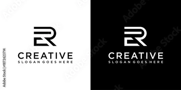 Fototapeta ER or RE initial letter logo design vector