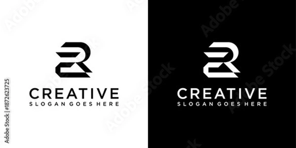 Fototapeta ER or RE initial letter logo design vector