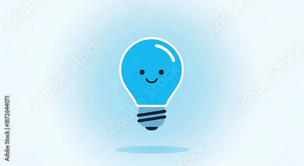 Obraz Smiling Light Bulb Cartoon Character Design.