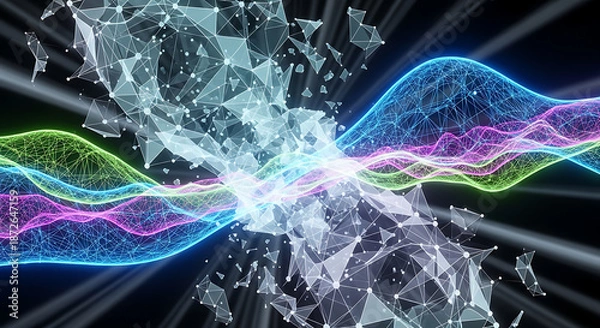 Obraz Vibrant Neon Light Waves in Motion.