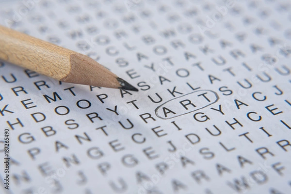 Fototapeta word puzzle brain teaser.word "art" in circle.brainstorming concept