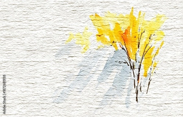 Obraz 水彩で描かれた抽象的な植物アートの紙テクスチャ背景素材