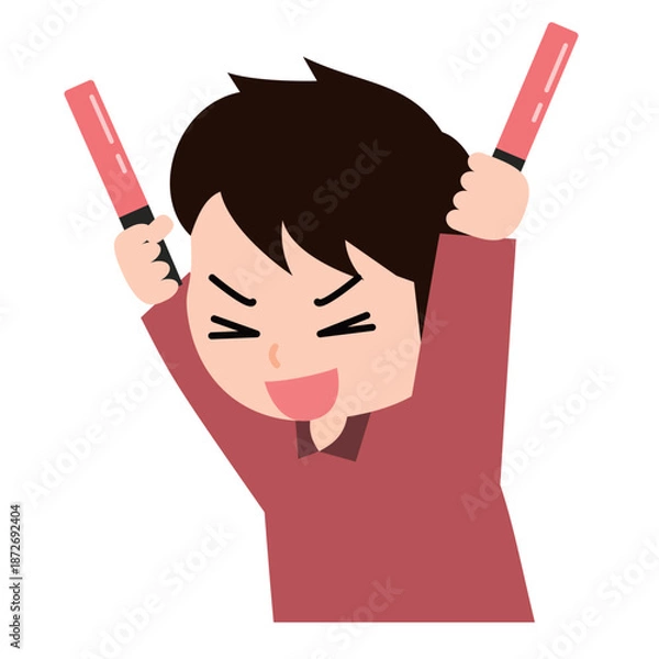 Obraz 推しを応援する男の子のイラスト