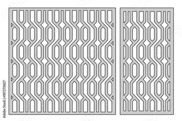 Fototapeta Set template for cutting. Braiding, weave pattern. Laser cut. Ratio 1:1, 1:2. Vector illustration.