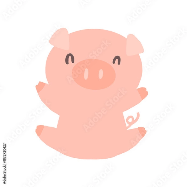 Obraz かわいいブタのキャラクターイラスト
