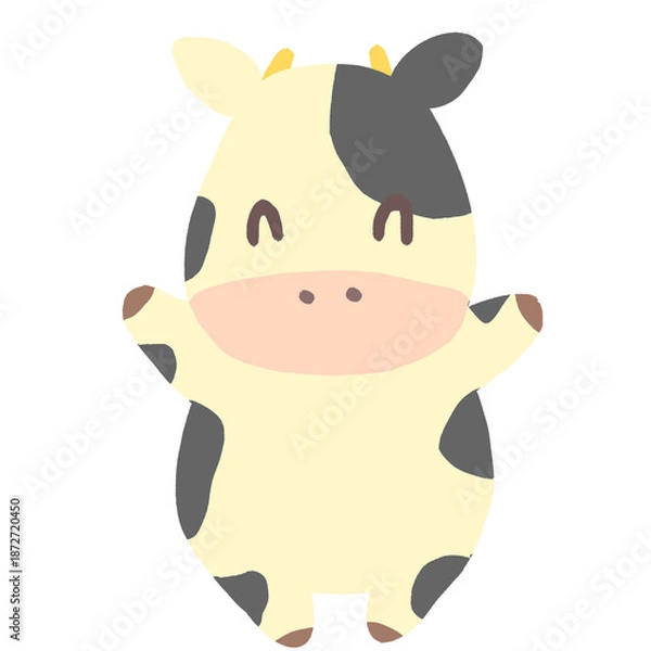 Obraz かわいいウシの全身イラスト