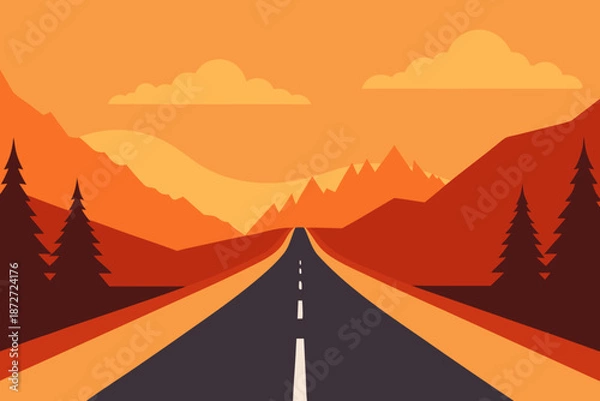 Obraz Open Road Through Mountains and Forest