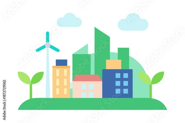 Obraz Modern Eco City Vector Illustration