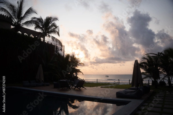 Obraz ケニア・モンバサのダイアニビーチに広がる白砂とインド洋の海