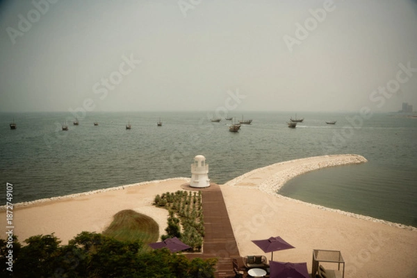 Obraz カタール・ドーハの近代的な街並みと中東の都市風景