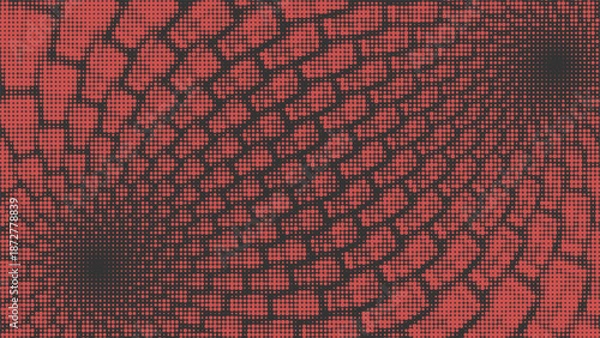 Obraz Abstract halftone pattern with distorted brick wall surface.