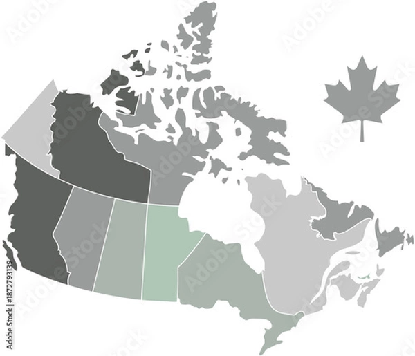 Obraz canada map with colours in maple leaf