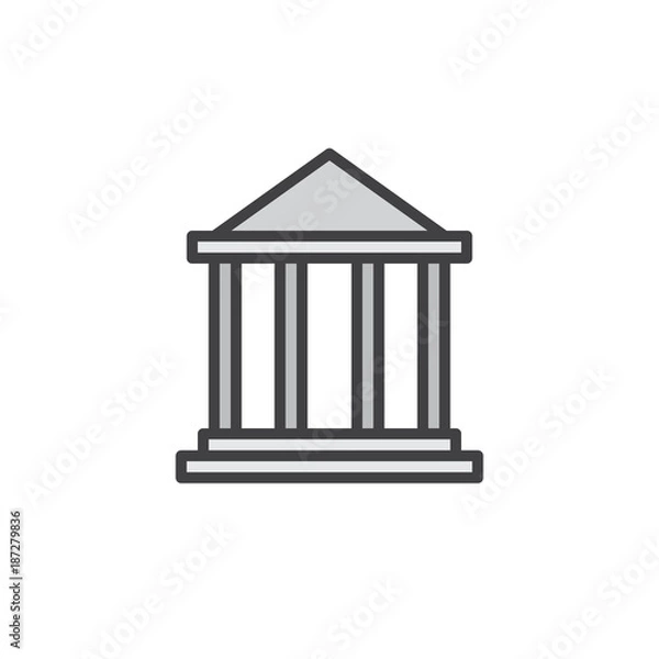 Fototapeta Bank building filled outline icon, line vector sign, linear colorful pictogram isolated on white. Banking house symbol, logo illustration. Pixel perfect vector graphics