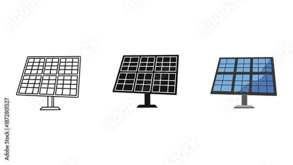 Obraz Solar panel illustration set with different styles