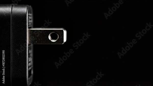 Obraz Black electrical power plug adapter on a dark background.