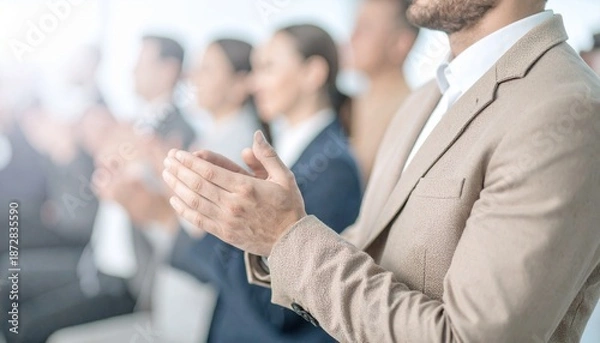 Obraz 成功を称える拍手と明るい職場の雰囲気