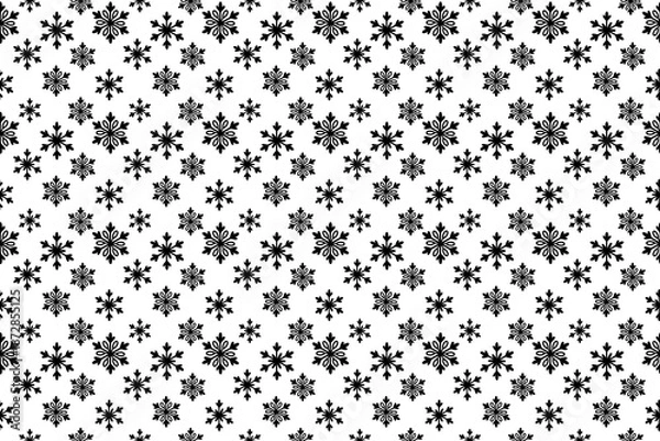 Obraz Black snowflakes pattern on white background for winter designs