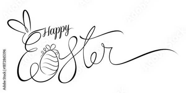 Obraz Happy Easter vector text typography illustration.eps