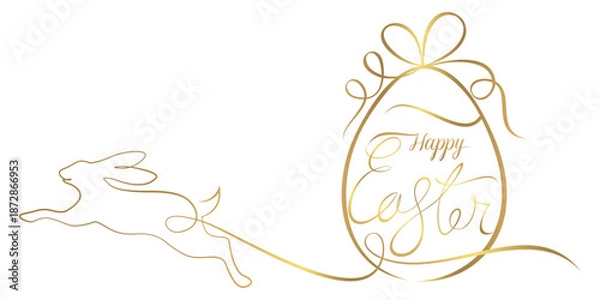Obraz Happy Easter with Easter eggs and bunnies. illustration vector 2.eps
