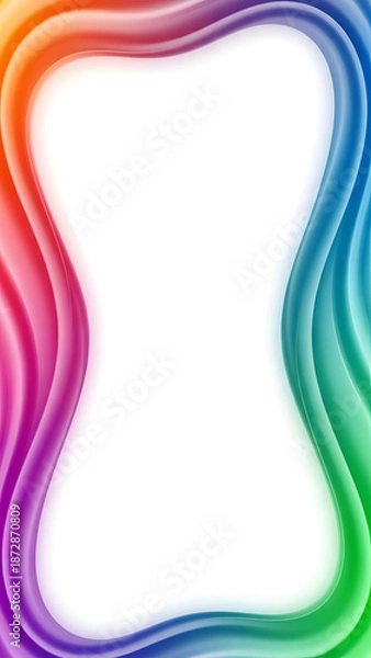 Fototapeta Rainbow Colored Wavy Border Frame Design.