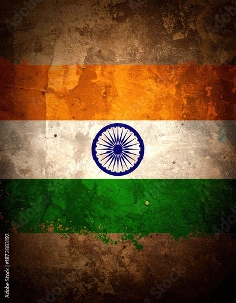 Obraz Grungy Indian Flag Theme Brown Background