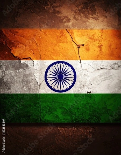 Obraz Grungy Indian Flag Theme Brown Background