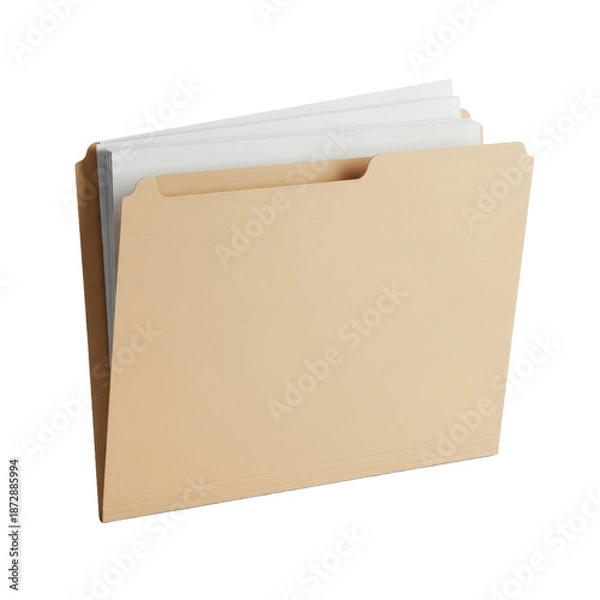Obraz Beige manila folder with white paper documents