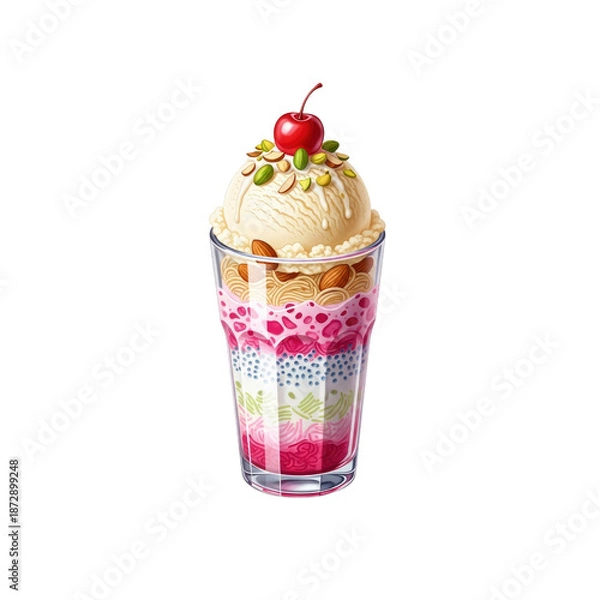 Obraz Falooda Sundae with Cherry Topping