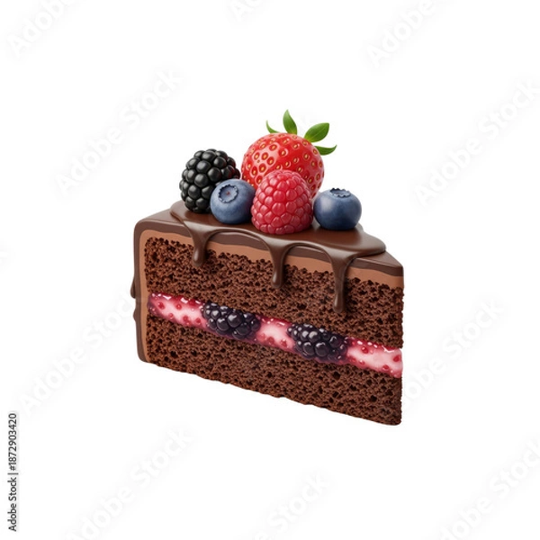 Obraz Chocolate berry cake slice