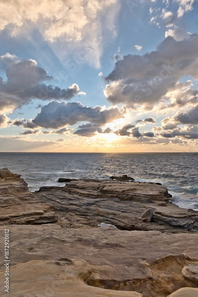 Obraz 和歌山県, 白浜町の千畳敷と夕日