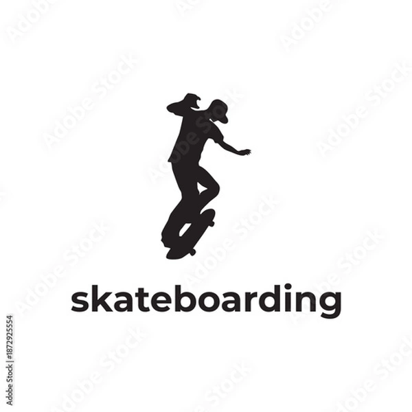 Obraz simple black skateboarding silhouette vector design