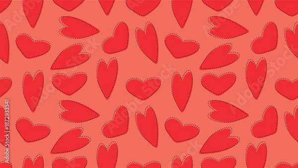 Obraz seamless pattern background with red hand drawn hearts decoration