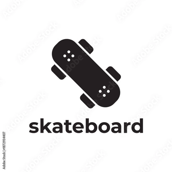 Obraz simple black skateboard icon design template