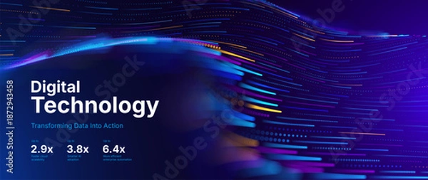 Obraz Big Data Flow AI Dots Particles Background. Digital Neural Network. Concept of Artificial Intelligence Technology Machine Deep Learning. Digital Communication. Science Technology Vector.