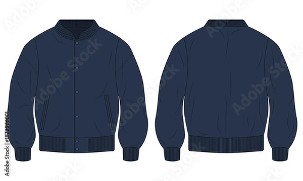 Obraz Navy blue varsity bomber jacket template