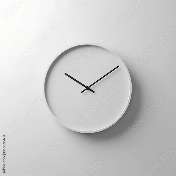 Obraz A minimalist white analog clock on a plain wall