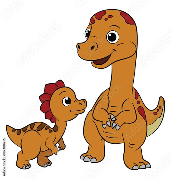 Obraz Two orange dinosaurs on a white background