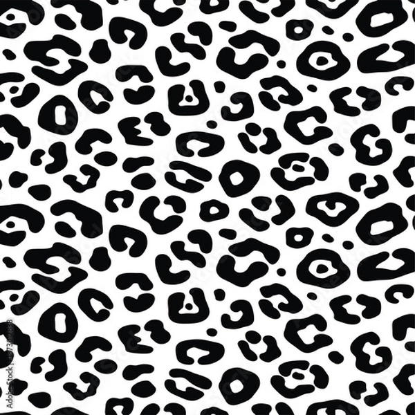 Obraz Seamless Irregular Black Leopard Spots on White – Animal Print Vector Pattern