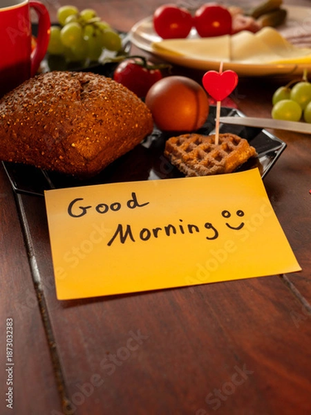 Obraz Good morning note at breakfast