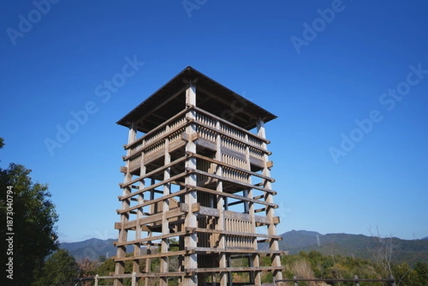 Obraz 宮崎県綾町の尾立展望台のやぐら