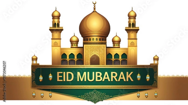 Obraz Islamic Golden Mosque Eid Banner