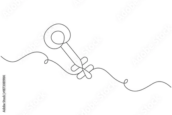 Obraz Key lock security continuous one line drawing clean minimalist vector
