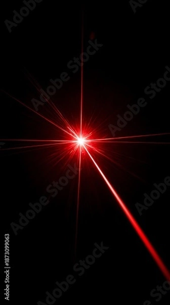 Obraz Intense bright red laser light beam radiating through darkness